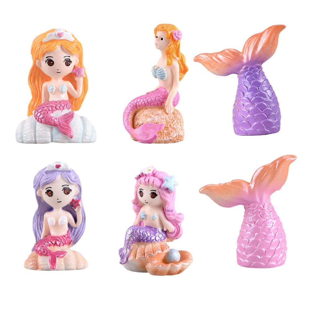 Bonsai Garden Landscape Design - 6Pcs Resin Mermaid Statue Shell Design