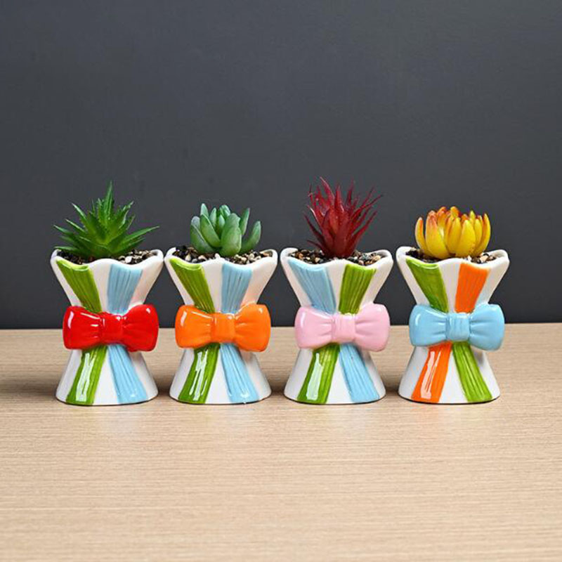 Bonsai Garden Art - Nordic Style Desktop Bonsai Vase Bowknot