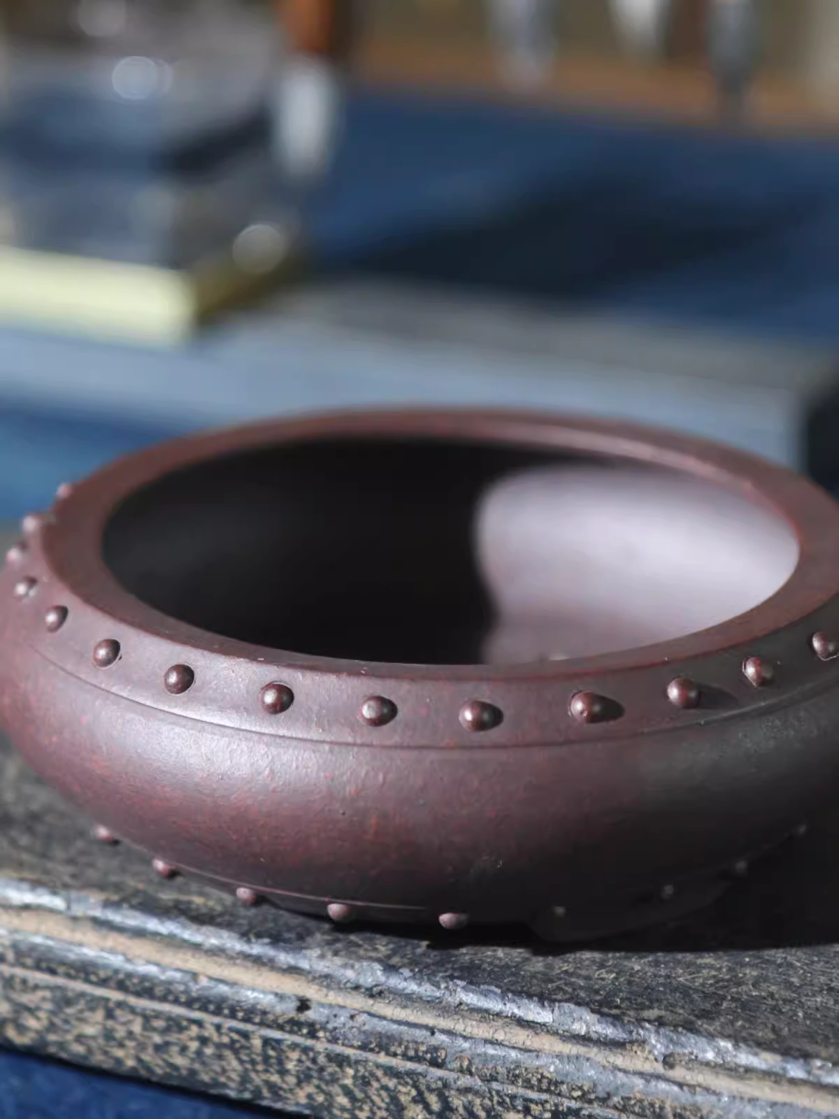 Bonsai Garden With Sand - Ceramic Circle Bonsai Pot, Made by