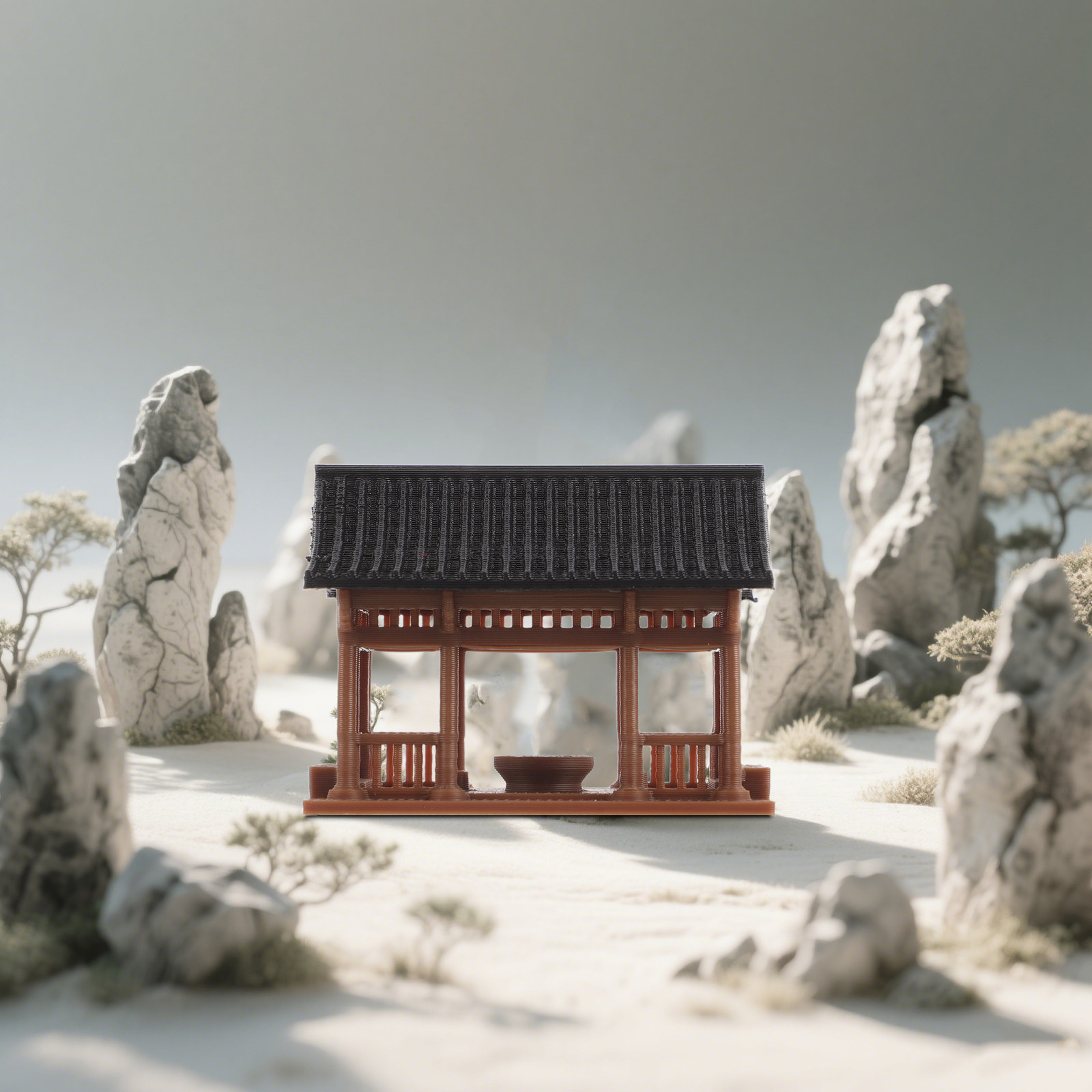Hexagon Mini Pavilion Statue R - đánh giá và giá Bonsai Garden Landscape Design